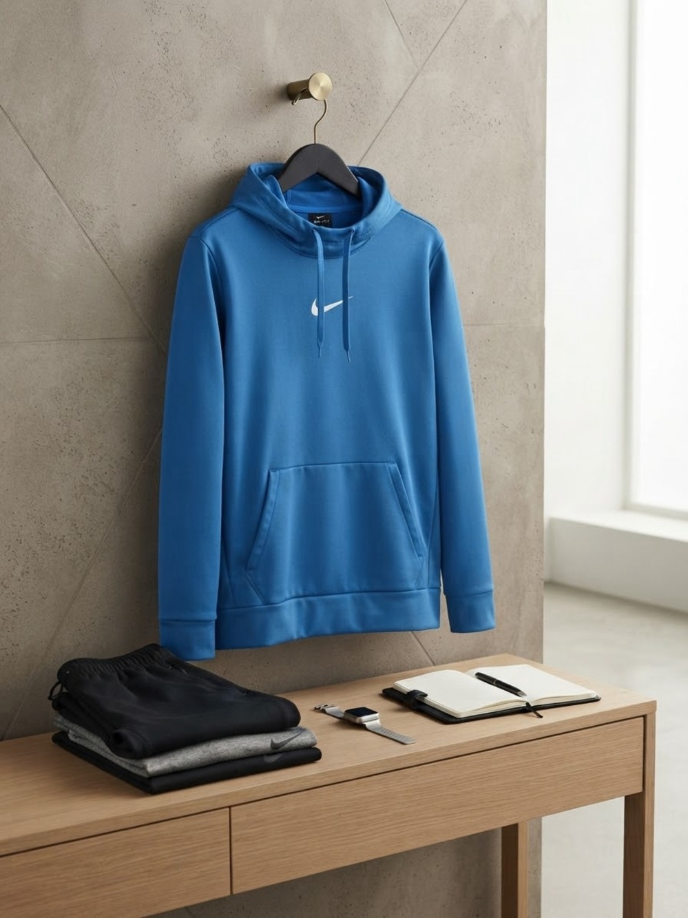 Nike Sky Blue Pullover Hoodie with White Swoosh